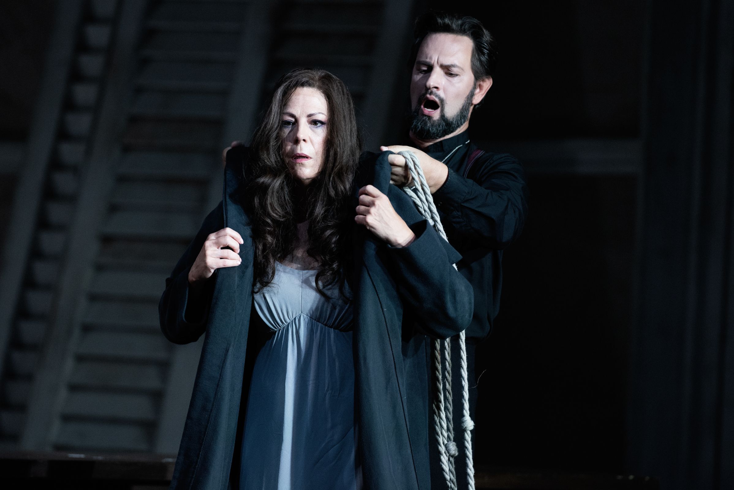 Sondra Radvanovsky (Leonora) and Evgeny Stavinsky (Padre Guardiano) © ROH | Camilla Greenwell