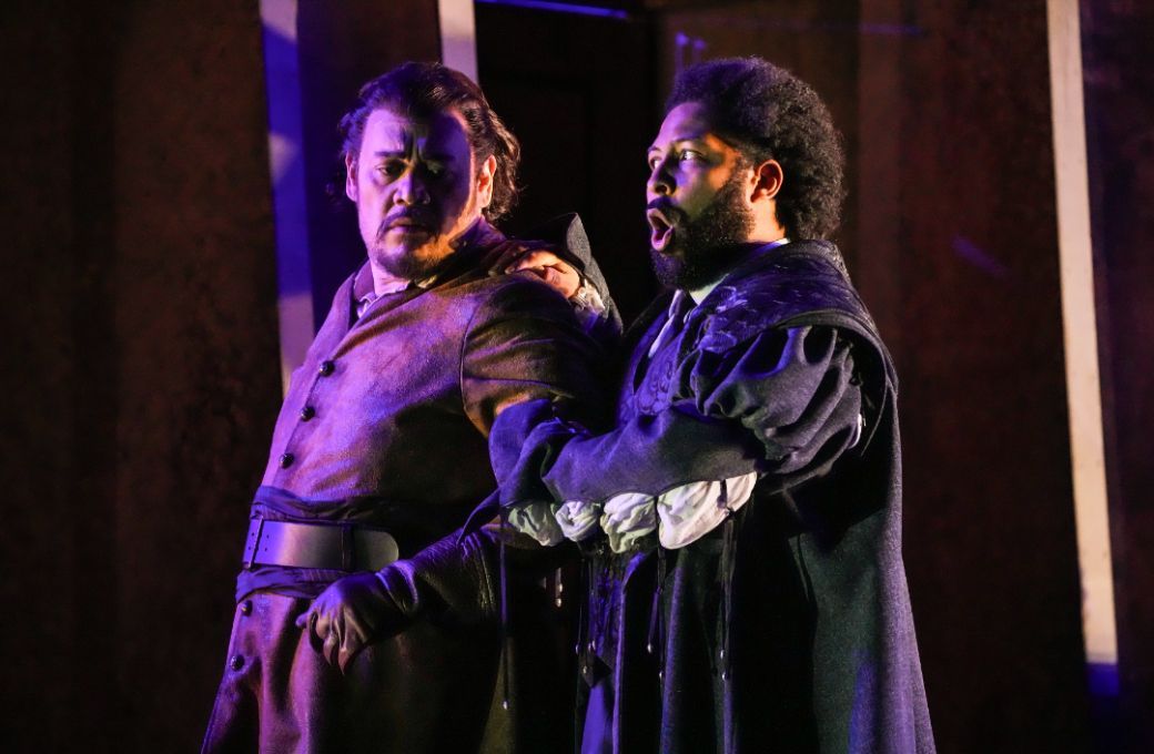Quinn Kelsey (Simon Boccanegra) and Benjamin Taylor (Paolo Albiani) &copy; Steven Pisano