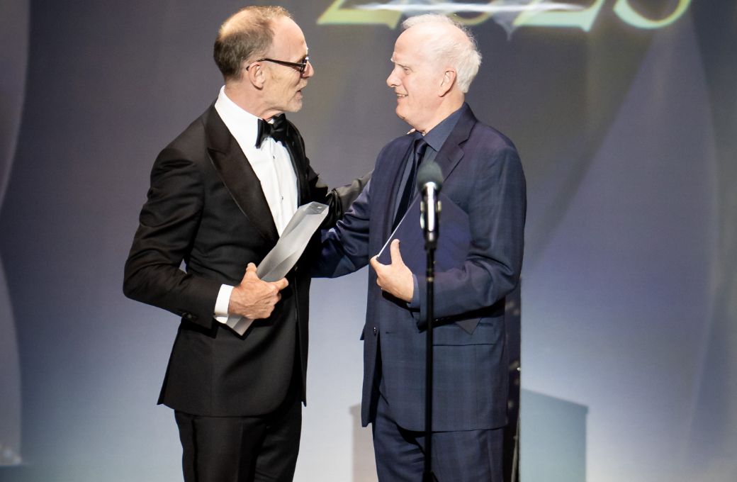 Ted Brandsen receives a Petipa Award for Dutch National Ballet from Helgi Tomasson &copy; Jack Devant