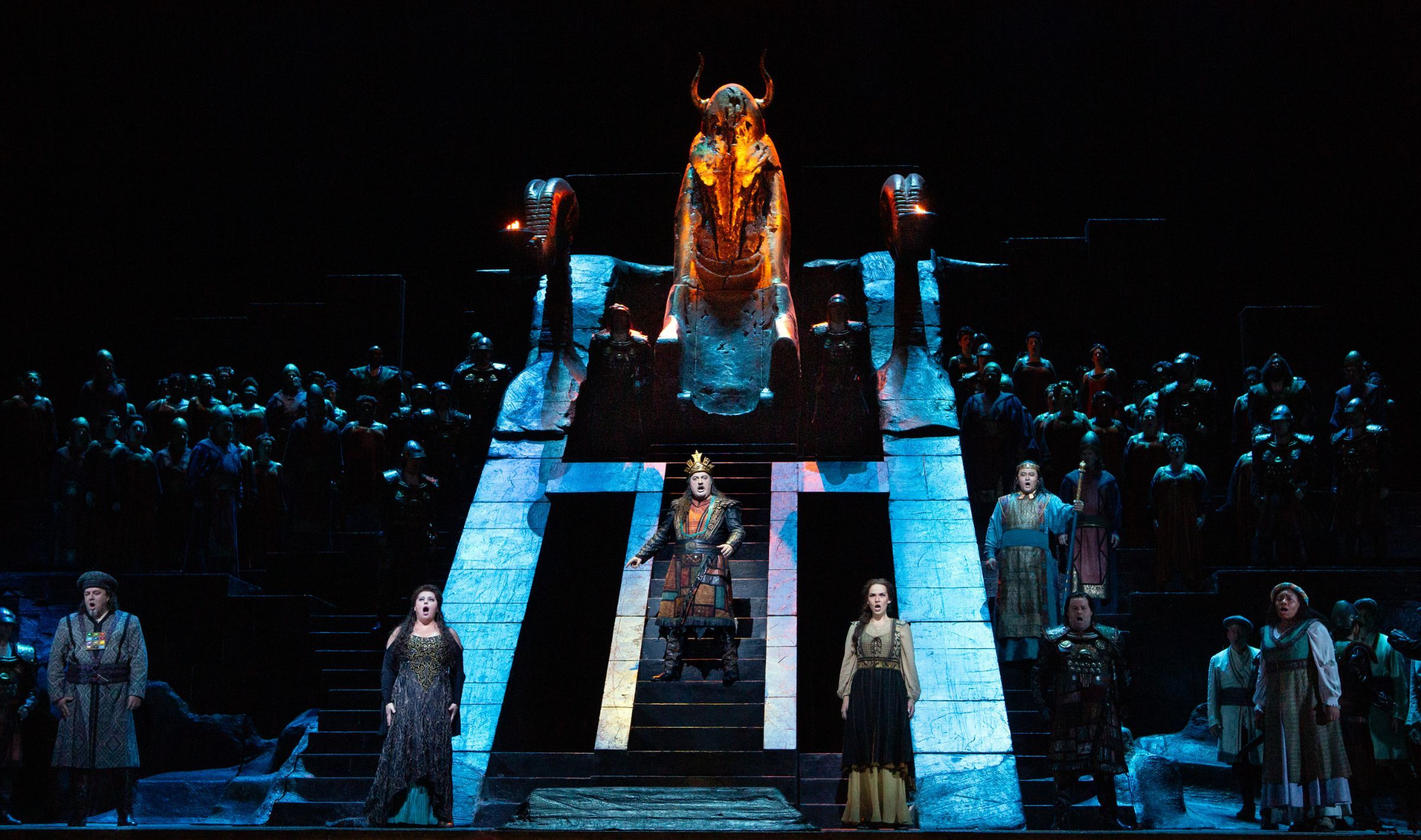 George Gagnidze (Nabucco) and ensemble &copy; Marty Sohl | Met Opera