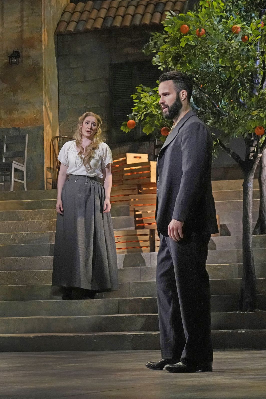 Samantha Hankey (Santuzza) and Adam Smith (Turiddu) &copy; Ken Howard for Lyric Opera of Kansas City