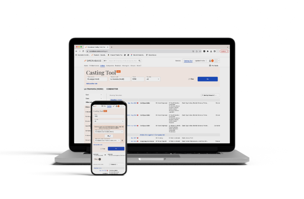 The Operabase casting tool &copy; Operabase