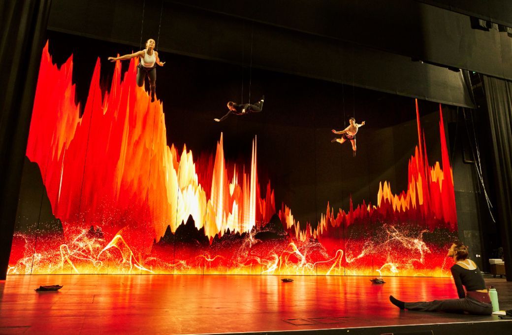 Performers test wire-flying and real-time visualisations at Opera Australia © Keith Saunders