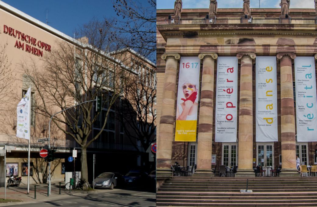 Düsseldorf’s Deutsche Oper am Rhein, and Strasbourg’s Opéra national du Rhin © Wiegels | Stefano Merli | Wikimedia Commons