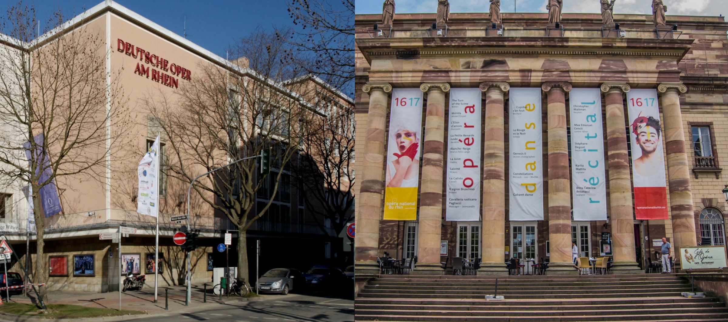 Düsseldorf’s Deutsche Oper am Rhein, and Strasbourg’s Opéra national du Rhin © Wiegels | Stefano Merli | Wikimedia Commons