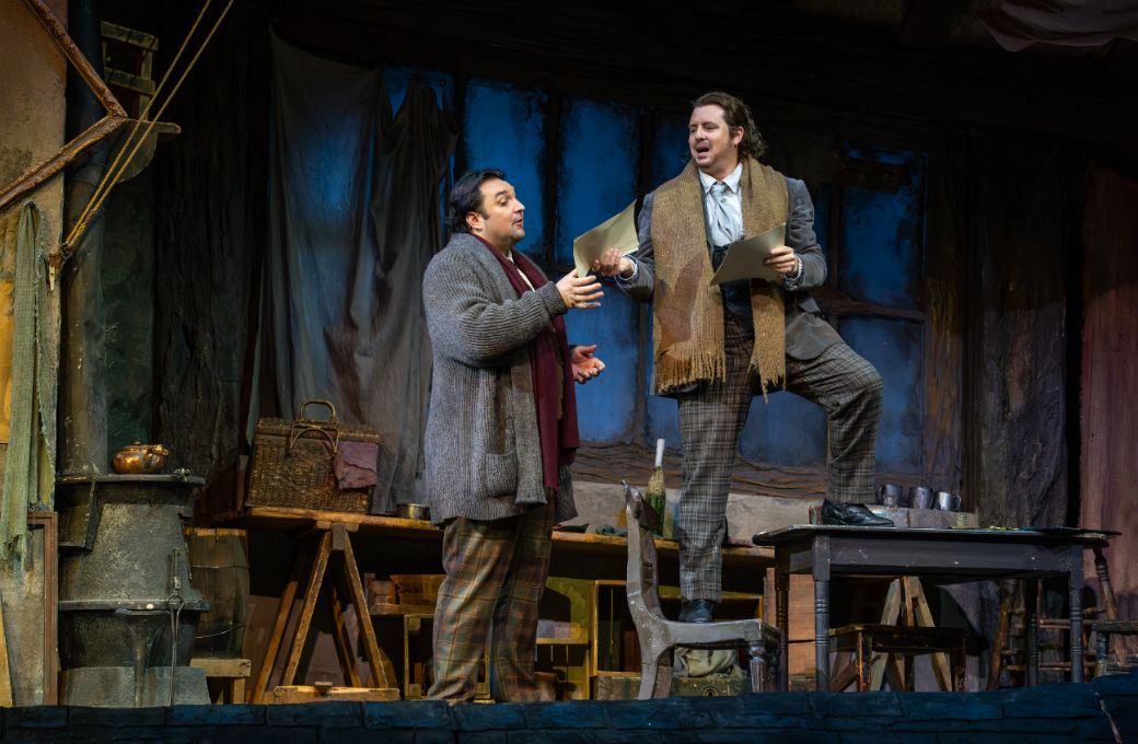 Adam Plachetka (Marcello) and Matthew Polenzani (Rodolfo) &copy; Richard Termine | Met Opera