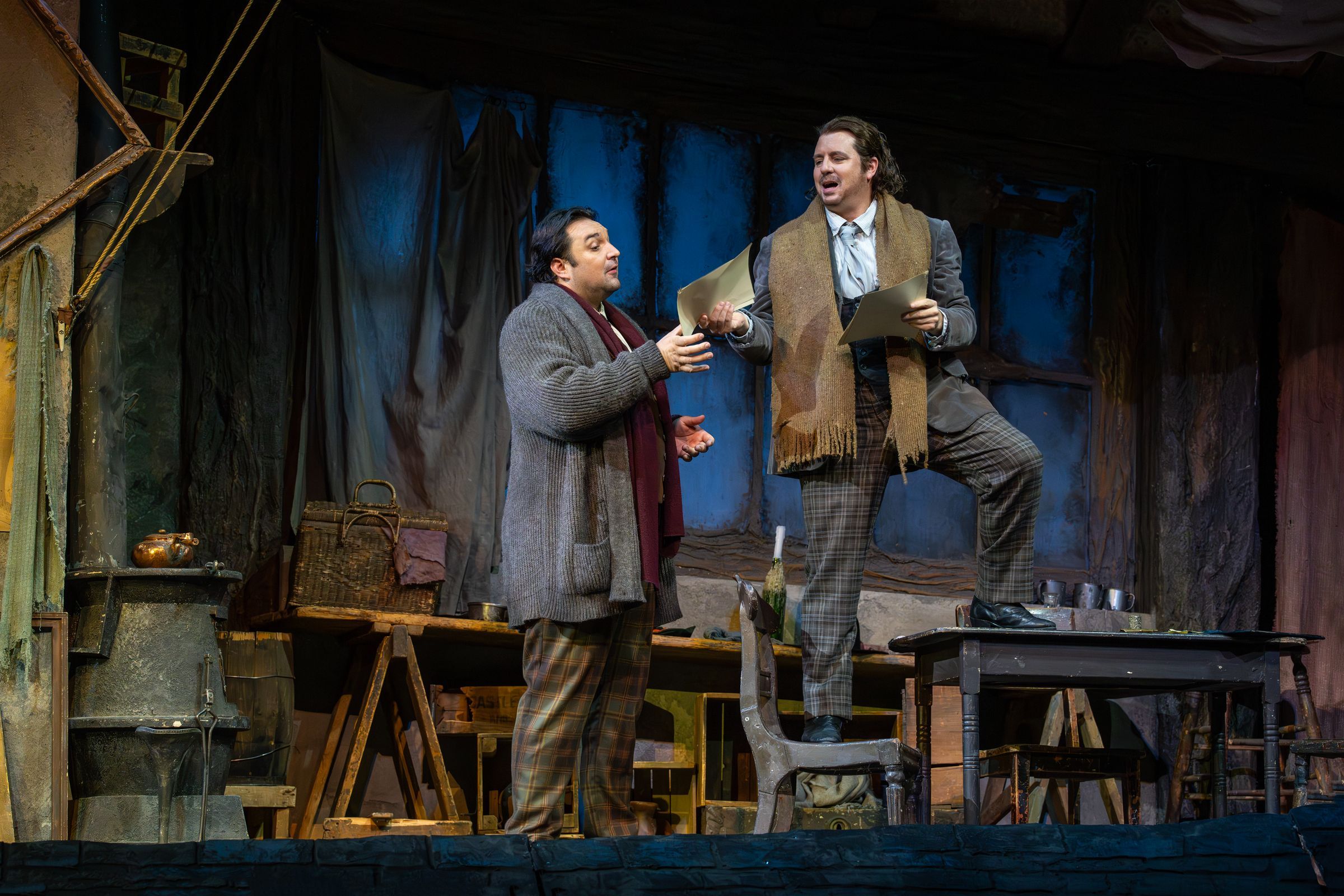 Adam Plachetka (Marcello) and Matthew Polenzani (Rodolfo) &copy; Richard Termine | Met Opera