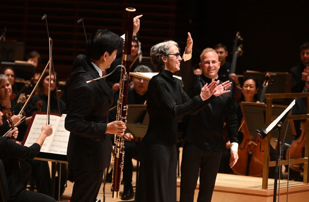Daniel Matsukawa, Clarice Assad and Yannick Nézet-Séguin © Pete Checchia