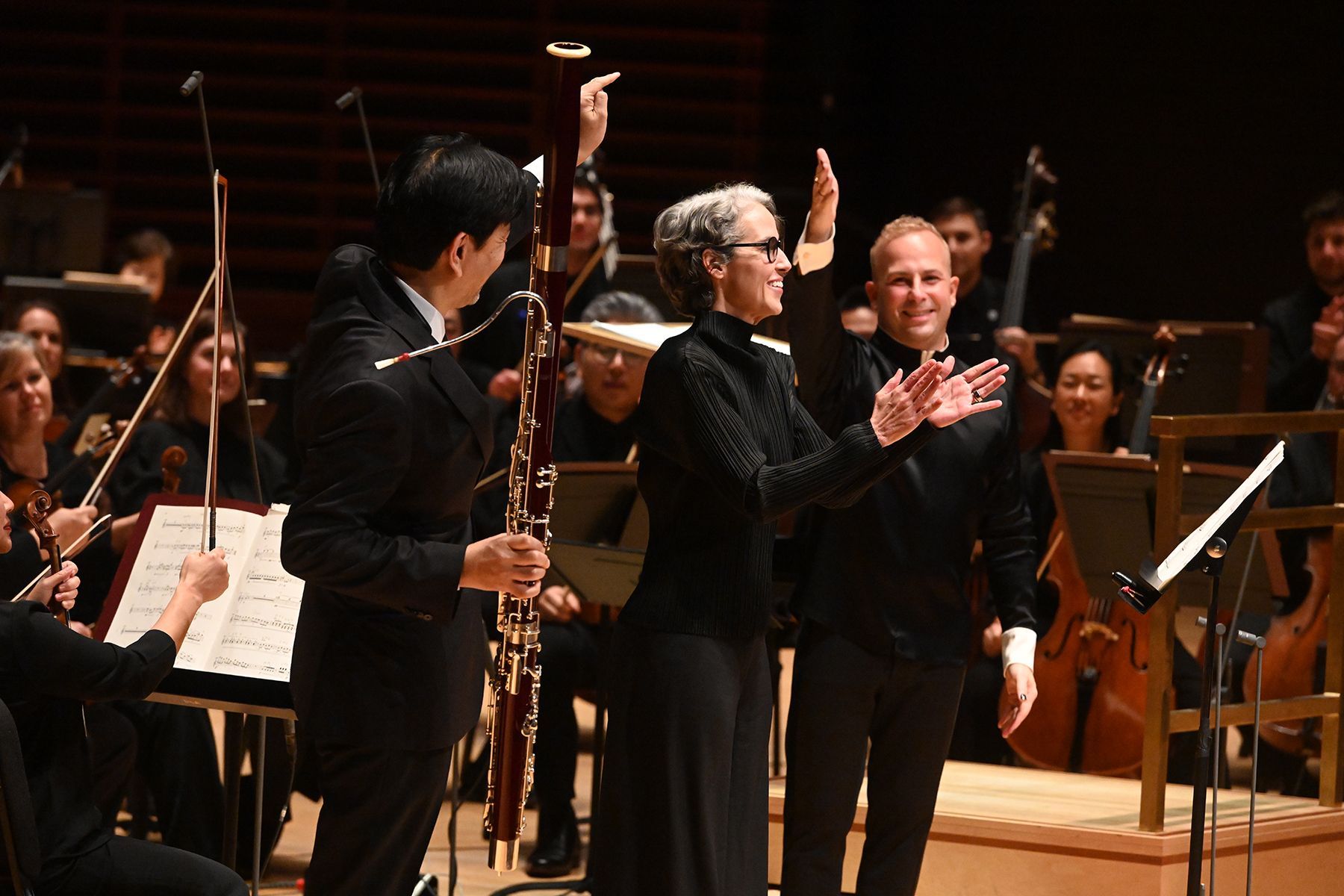 Daniel Matsukawa, Clarice Assad and Yannick Nézet-Séguin © Pete Checchia