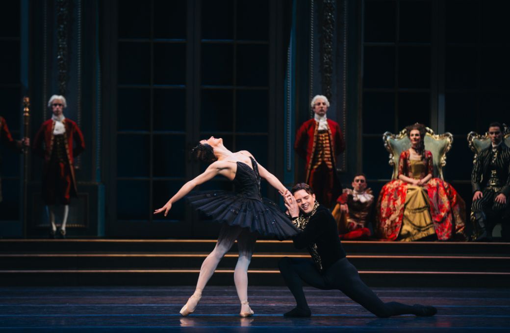Benedicte Bemet as Odile and Joseph Caley as Siegfried in Act 3 <i>Swan Lake</i> &copy; Kate Longley