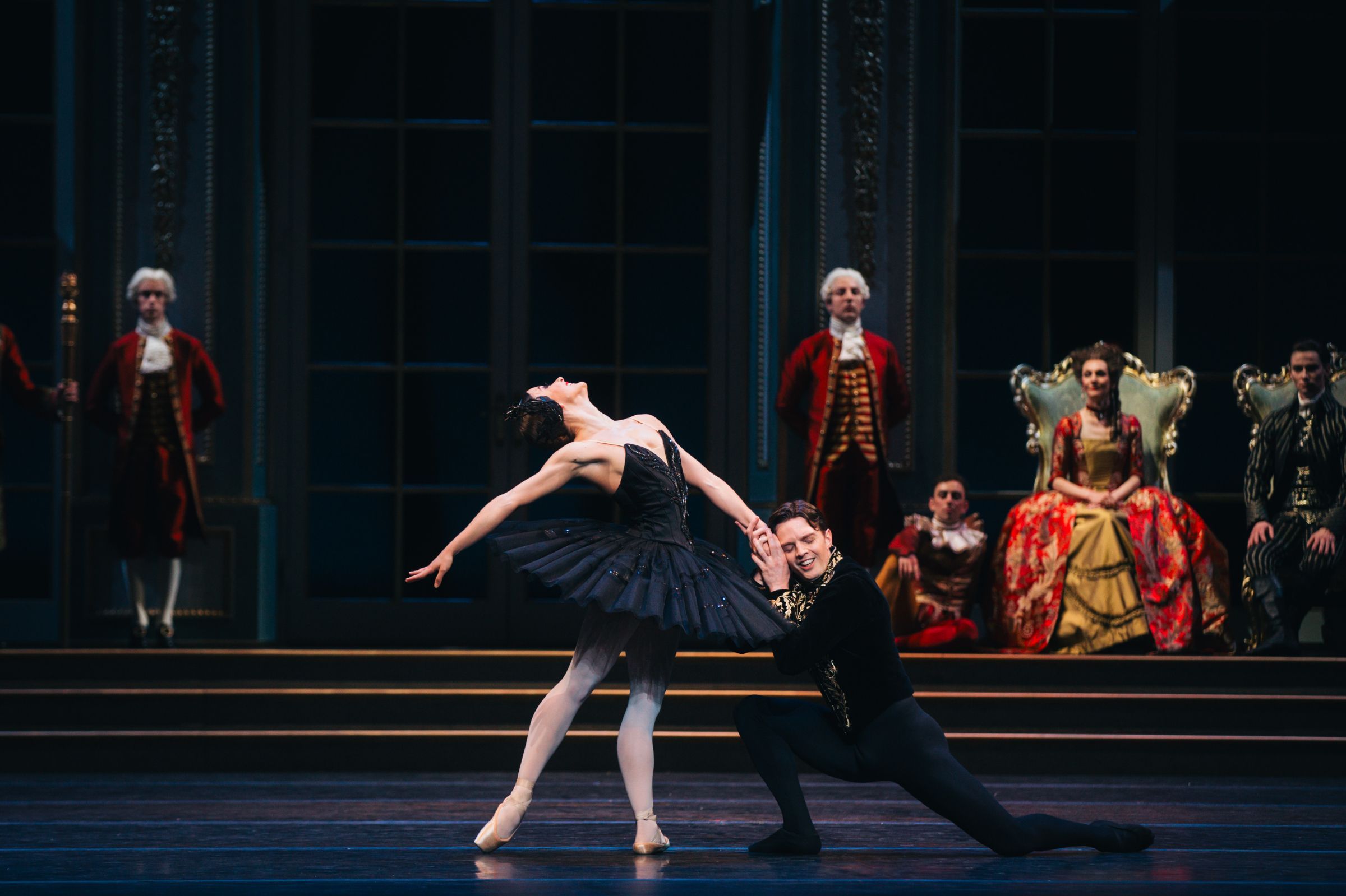 Benedicte Bemet as Odile and Joseph Caley as Siegfried in Act 3 <i>Swan Lake</i> &copy; Kate Longley