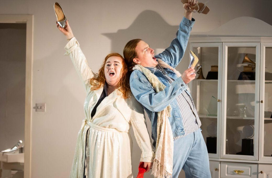 Rosie Lavery (Beatrice), Paweł Piotrowski (Charlie) in <i>Three Decembers</i> © Robbie McFadzean | RCS
