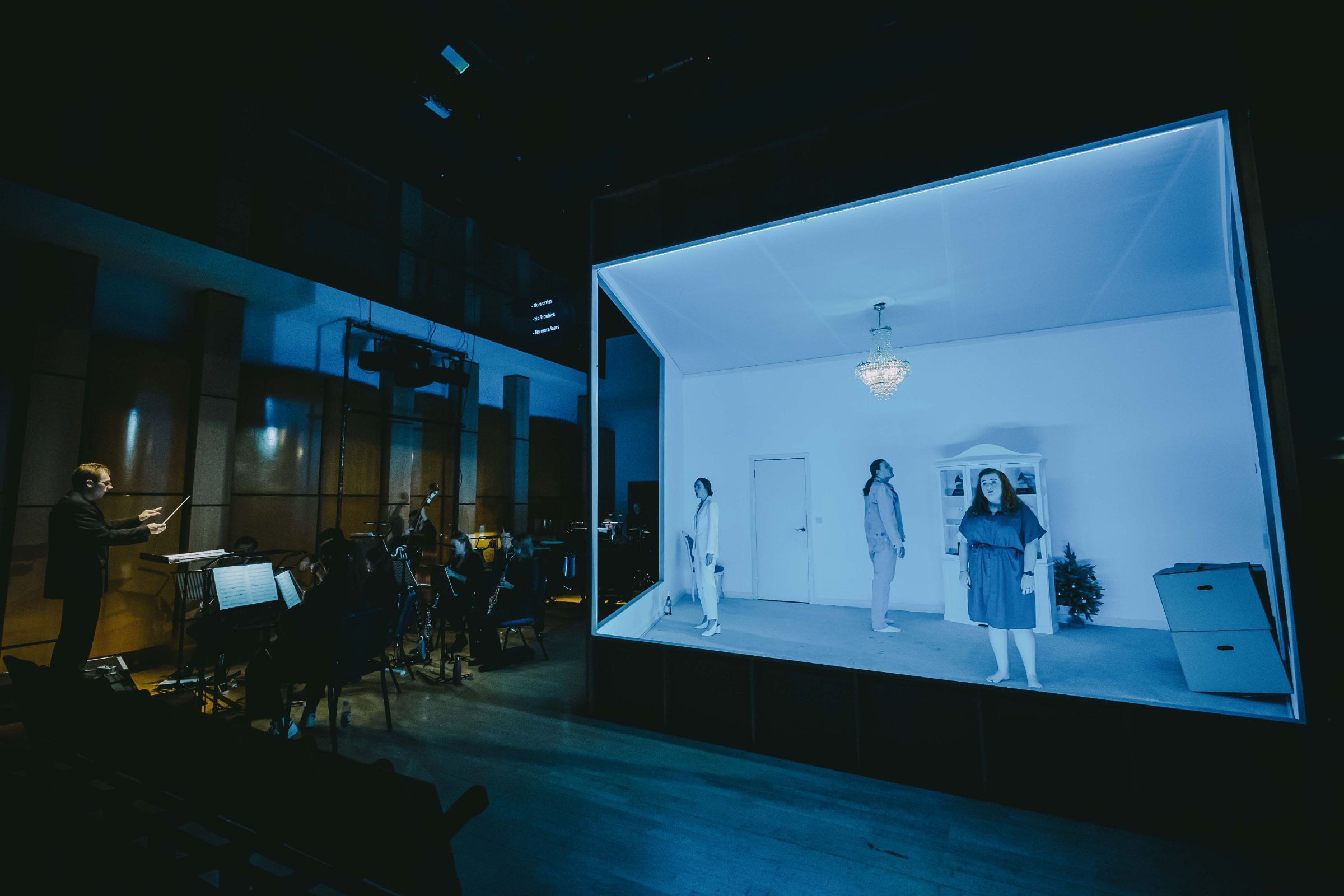 <i>Three Decembers</i>: Rosie Lavery, Flora Birkbeck, Pawel Piotrowski, William Cole (conductor) © Robbie McFadzean | RCS