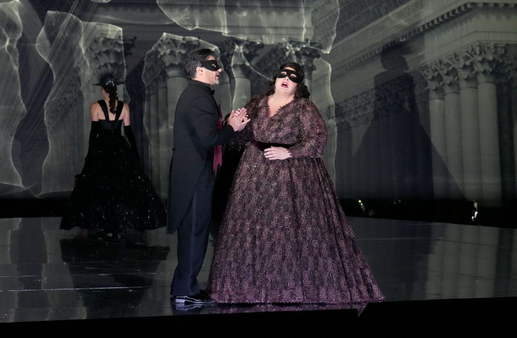 Charles Castronovo (Gustavus III) and Angela Meade (Amelia) &copy; Ken Howard | Met Opera