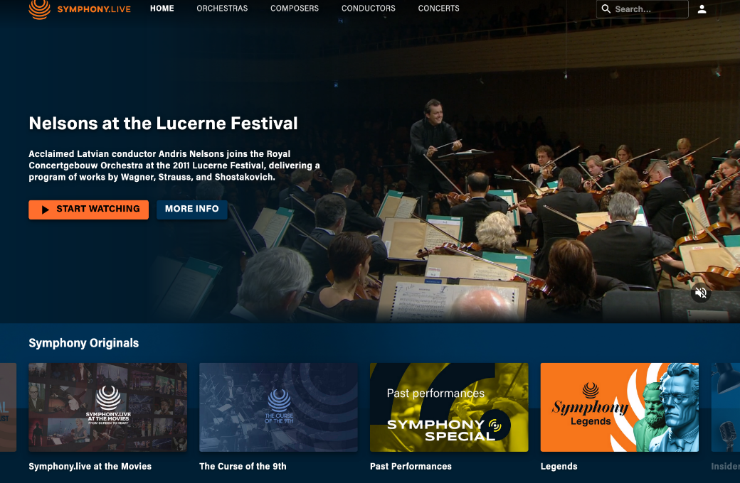 The Symphony.live front page © Symphony Media