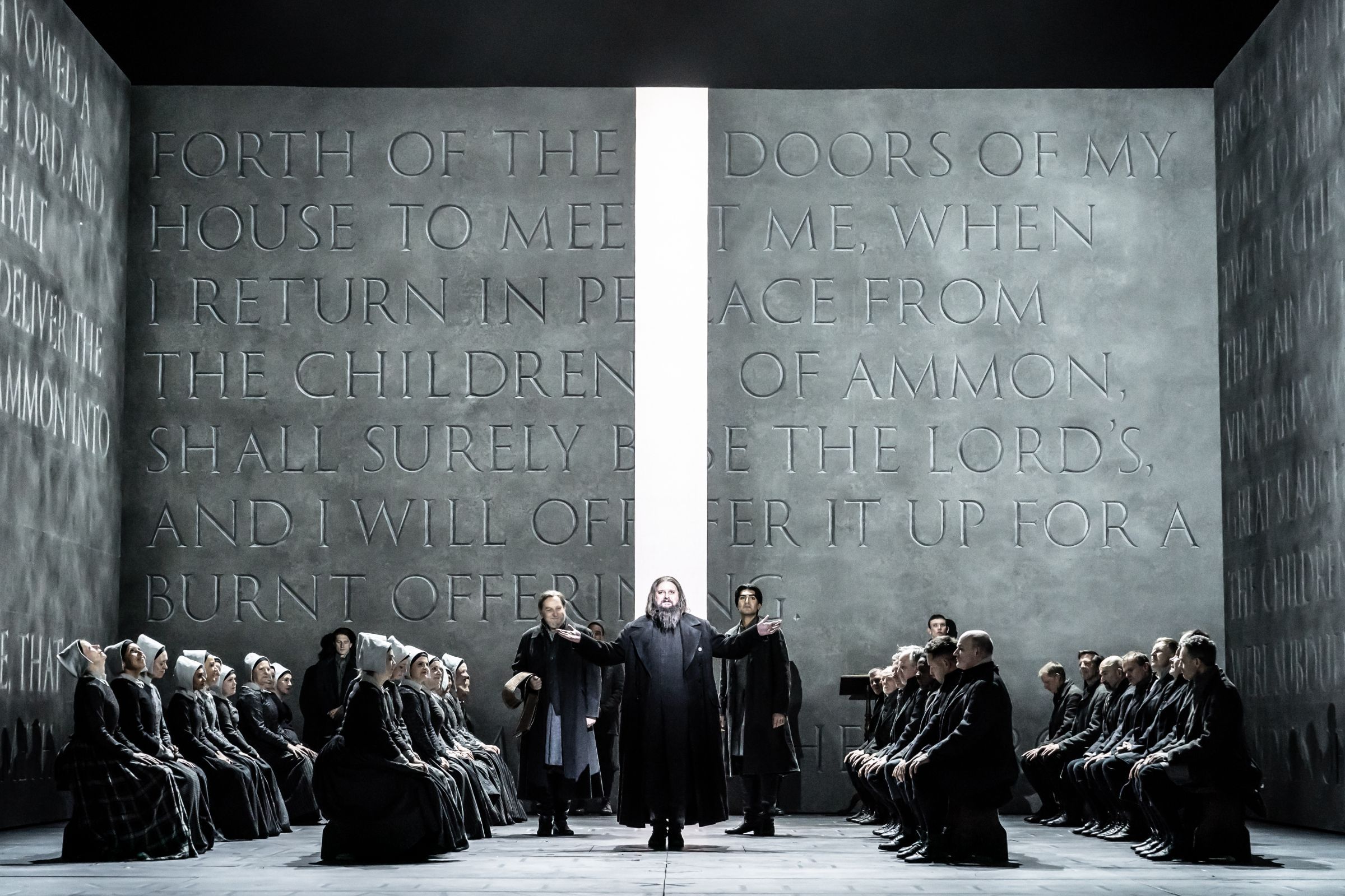 Brindley Sherratt (Zebul), Allan Clayton (Jephtha) and Cameron Shahbazi (Hamor) &copy; ROH | Marc Brenner