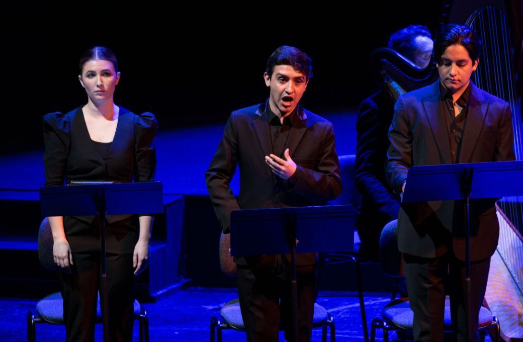 Los solistas Iria Goti, Maximiliano Sp&oacute;sito y Daniel Gallegos &copy; Miguel Lorenzo | Les Arts