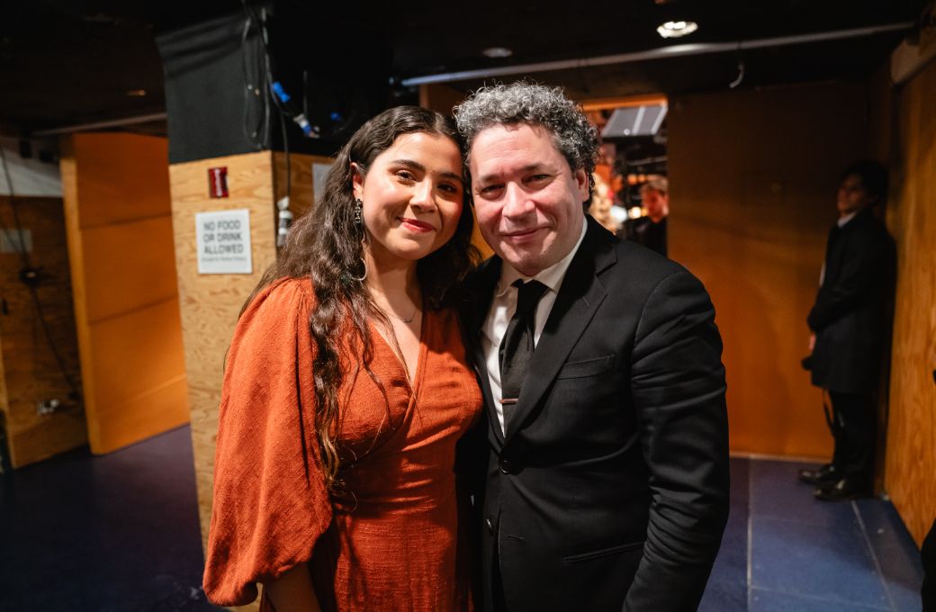 Silvana Estrada and Gustavo Dudamel &copy; Farah Sosa, provided courtesy of the LA Phil