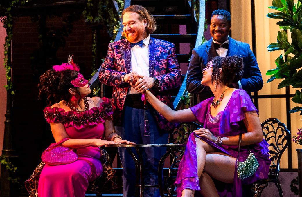 Dana Lynne Varga, Levi Hernandez (Dandini), Alexis Peart and Levy Sekgapane (Don Ramiro) &copy; Nile Scott Studios