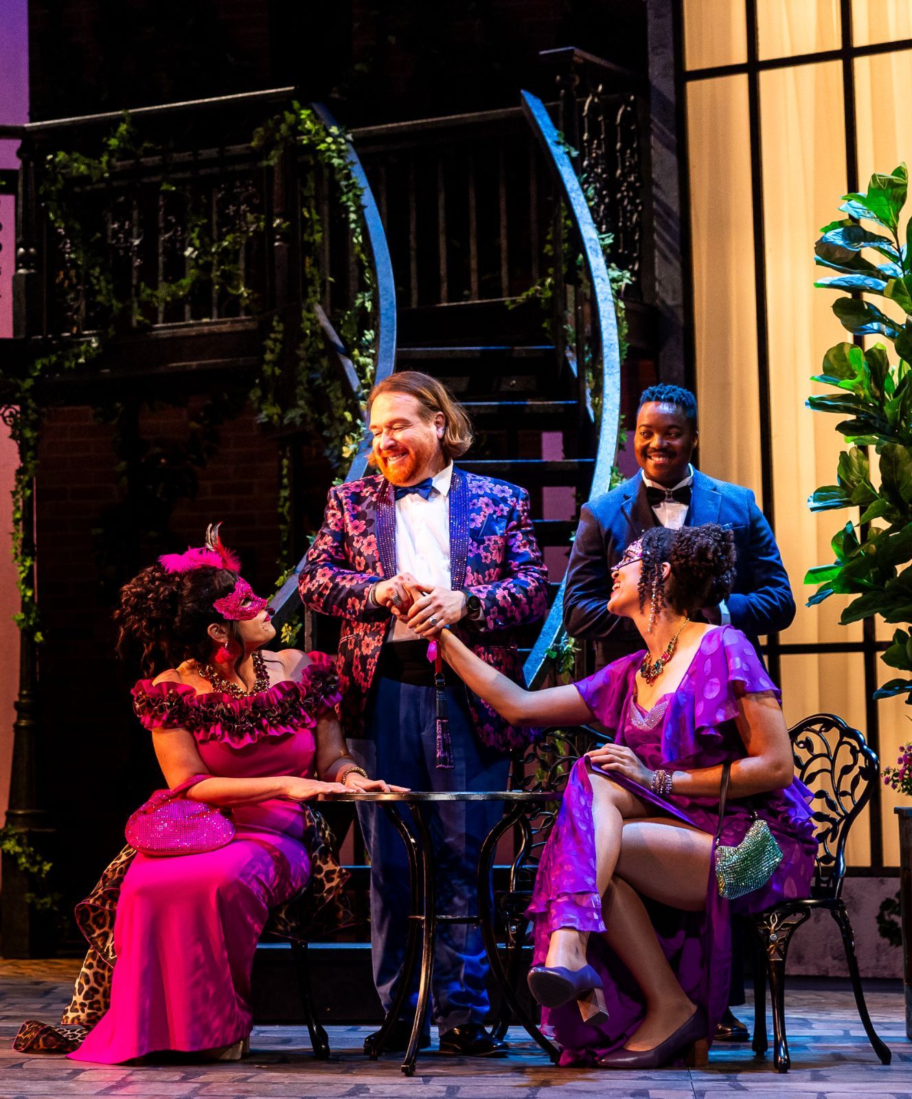 Dana Lynne Varga, Levi Hernandez (Dandini), Alexis Peart and Levy Sekgapane (Don Ramiro) &copy; Nile Scott Studios