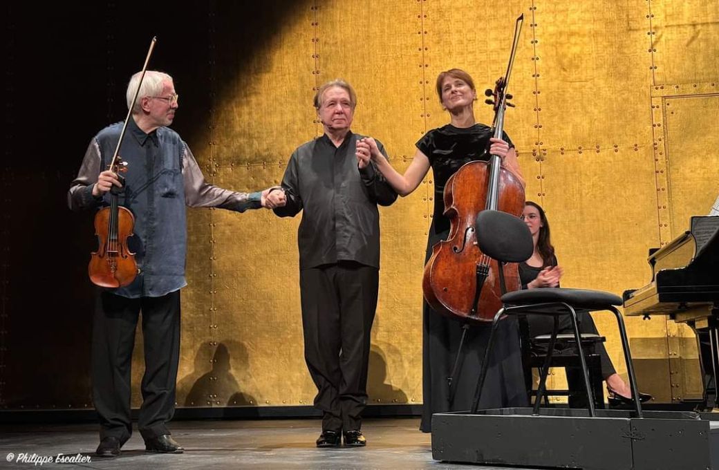 Gidon Kremer, Mikhaïl Pletnev et Giedrė Dirvanauskaitė au TCE &copy; Philippe Escalier