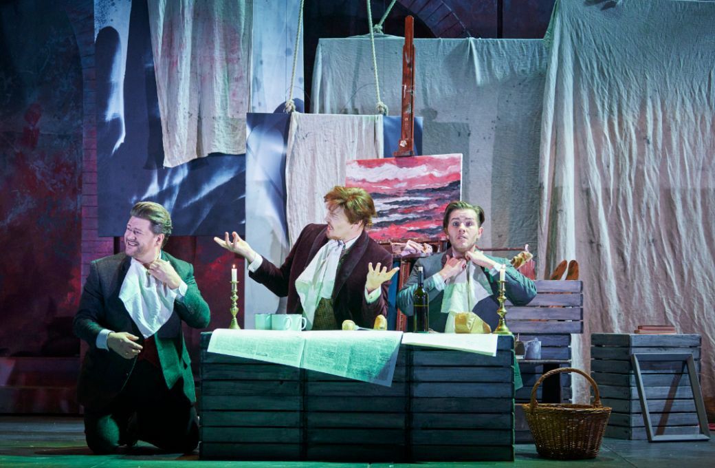 Merūnas Vitulskis (Rodolfo), Lukas Jakobski (Colline) and Iurii Samoilov (Marcello) © Ros Kavanagh