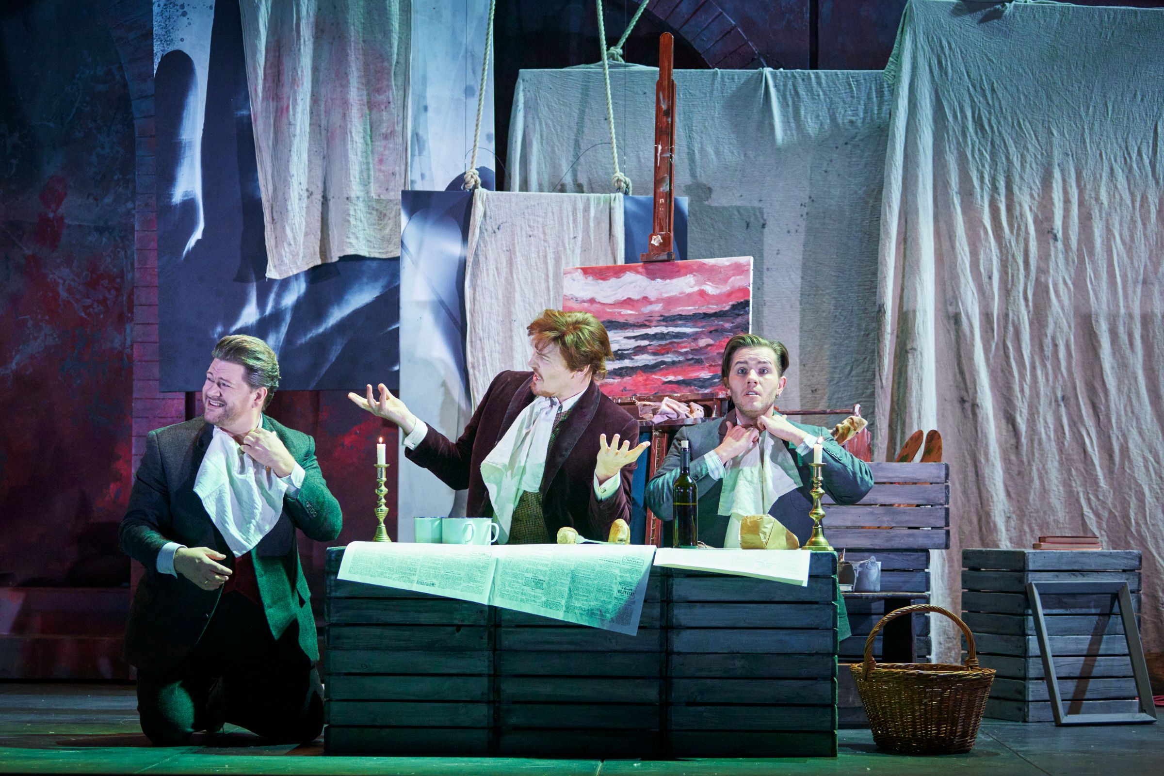 Merūnas Vitulskis (Rodolfo), Lukas Jakobski (Colline) and Iurii Samoilov (Marcello) © Ros Kavanagh