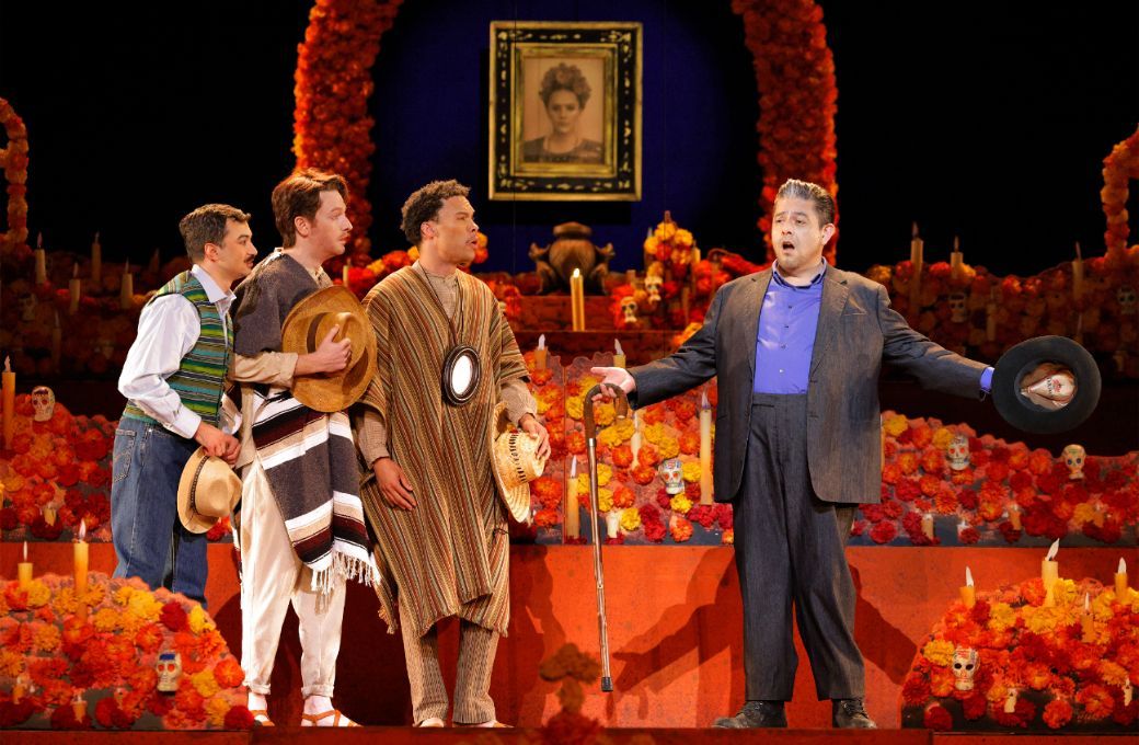 Anthony Le&oacute;n, Ryan Wolfe, Alan Williams (Villagers) and Alfred Daza (Diego Rivera) &copy; Cory Weaver | LA Opera