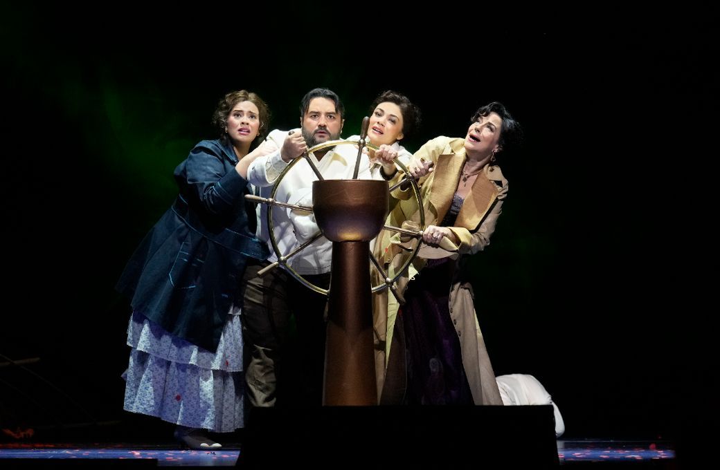 Gabriella Reyes (Rosalba), Mario Chang (Arcadio), Ailyn P&eacute;rez and Nancy Fabiola Herrera (Paula) &copy; Ken Howard | Met Opera