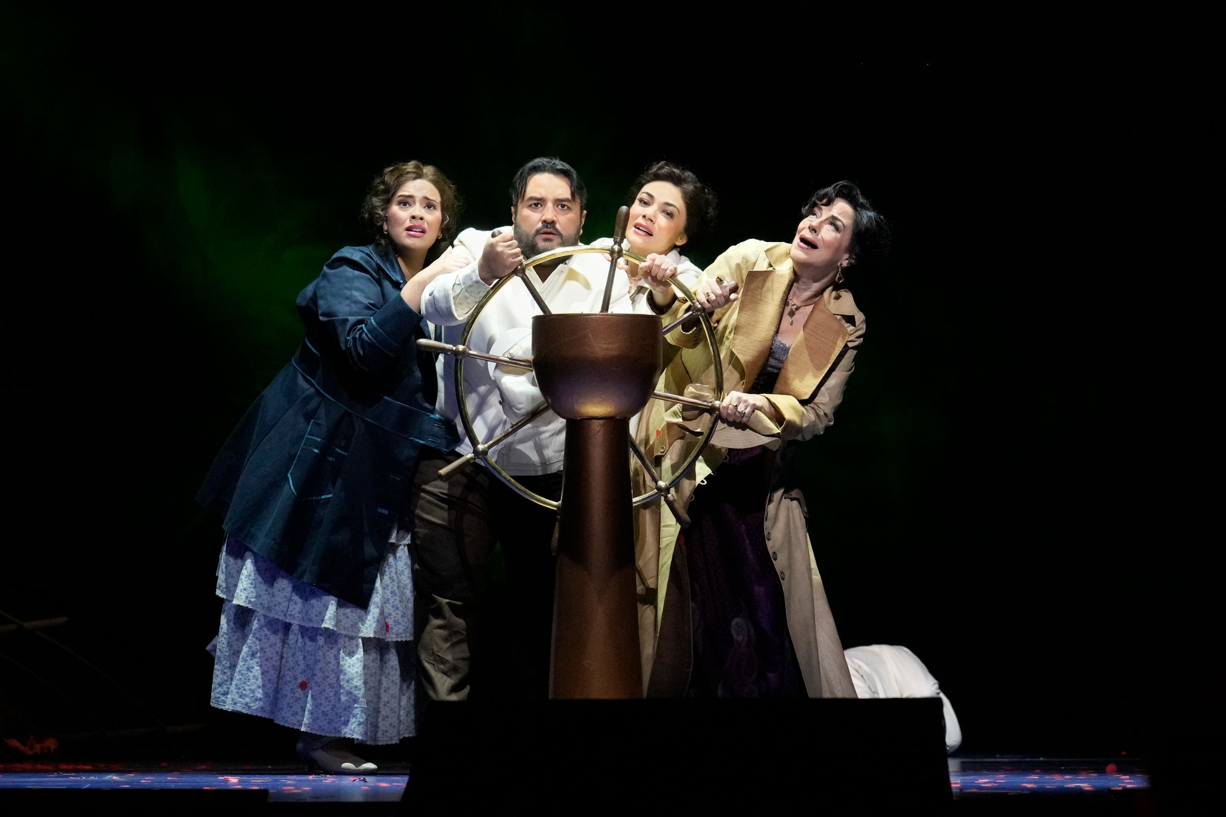 Gabriella Reyes (Rosalba), Mario Chang (Arcadio), Ailyn Pérez and Nancy Fabiola Herrera (Paula) &copy; Ken Howard | Met Opera