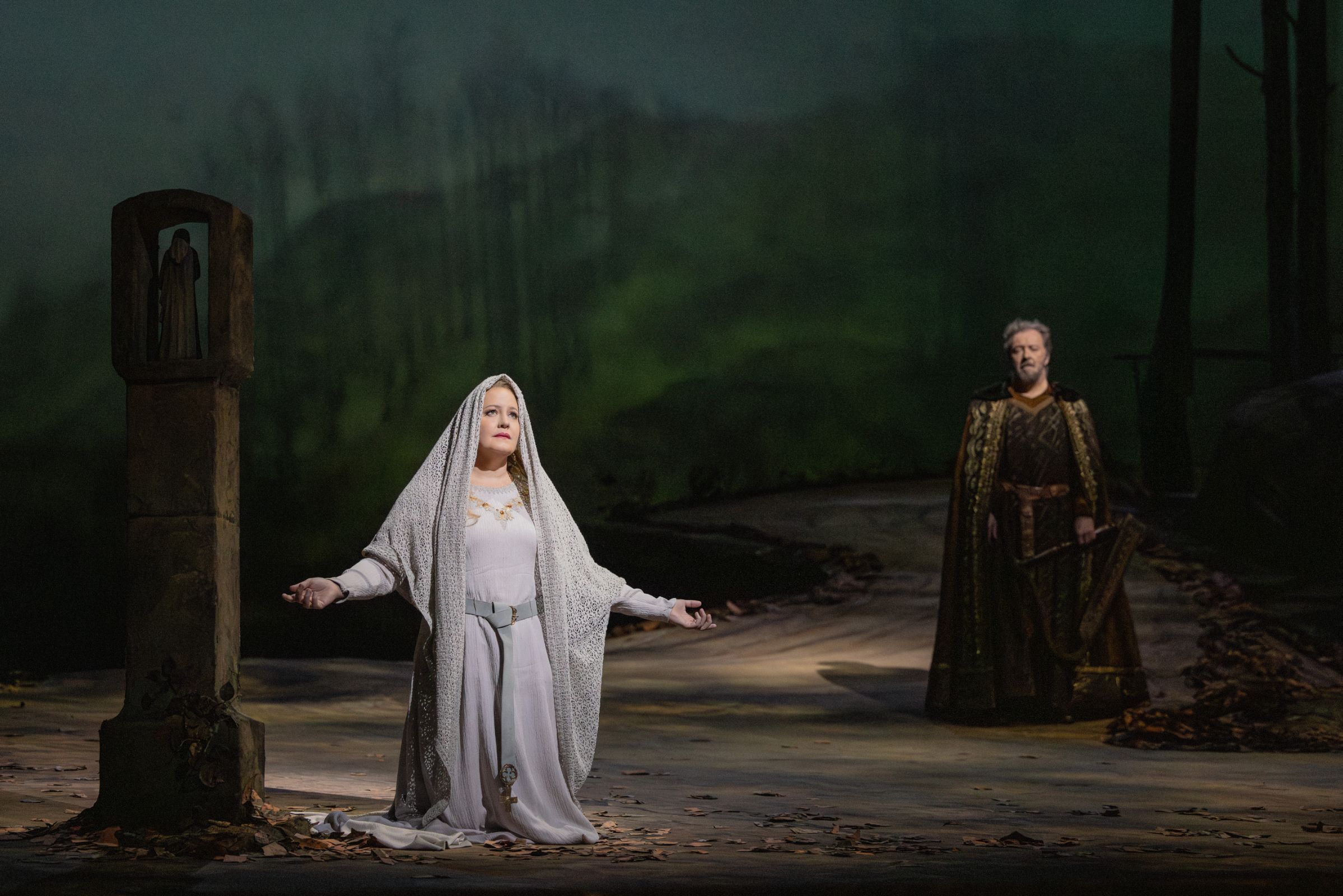 Elza van den Heever (Elisabeth) and Christian Gerhaher (Wolfram) &copy; Evan Zimmerman | Met Opera