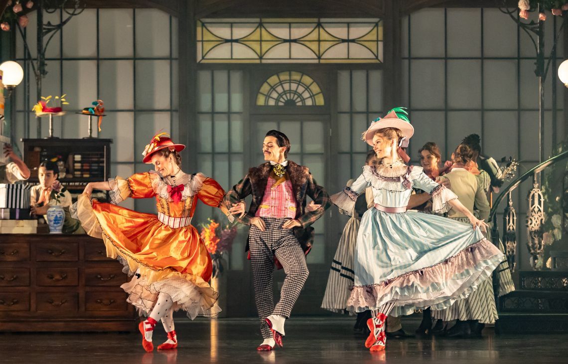 Claire Souet as Flossie, Aaron Venegas as Tarquin and Aisling Brangan as Morag in <i>Cinders!</i> &copy; Andy Ross