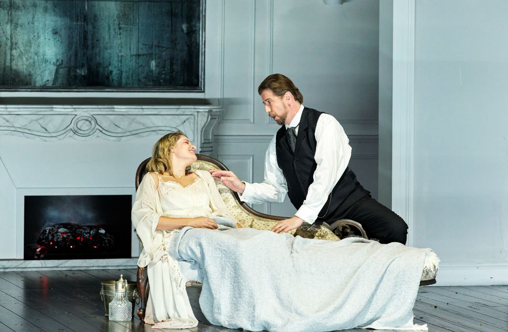 Samantha Clarke (Violetta) and Shane Lowrencev (Dr Grenvil) &copy; Keith Saunders