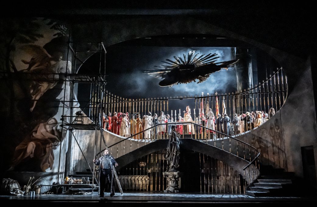 Gabriele Viviani (Scarpia) and Royal Opera Chorus &copy; ROH | Marc Brenner
