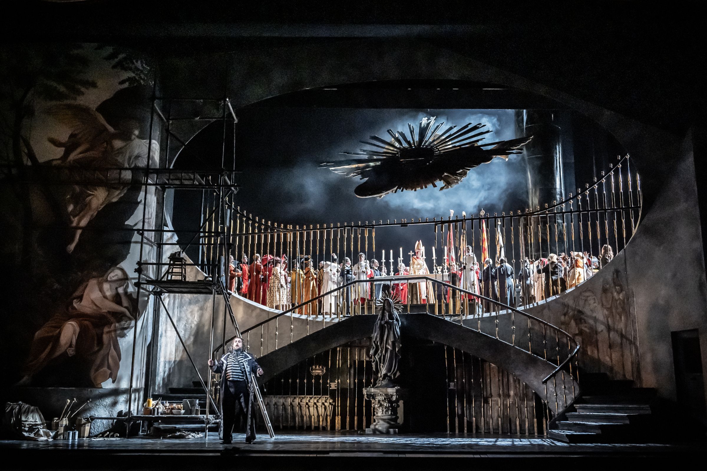 Gabriele Viviani (Scarpia) and Royal Opera Chorus &copy; ROH | Marc Brenner