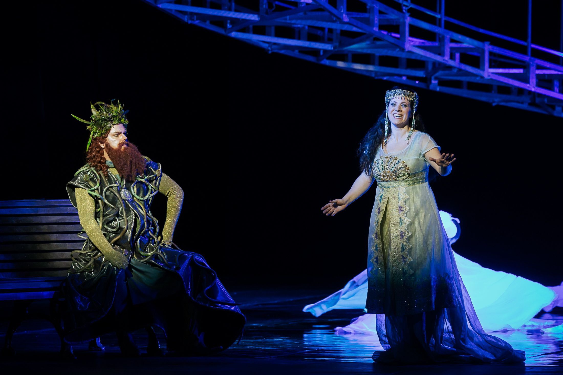 Károly Szemerédy (Vodník) and Andrea Brassói-Jőrös (Rusalka) &copy; Attila Nagy | Hungarian State Opera