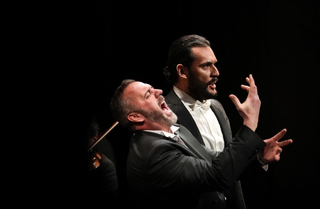 Christian Van Horn (Don Giovanni) et Antonio Di Matteo (le Commandeur) © Cyprien Tollet / Théâtre des Champs-Élysées