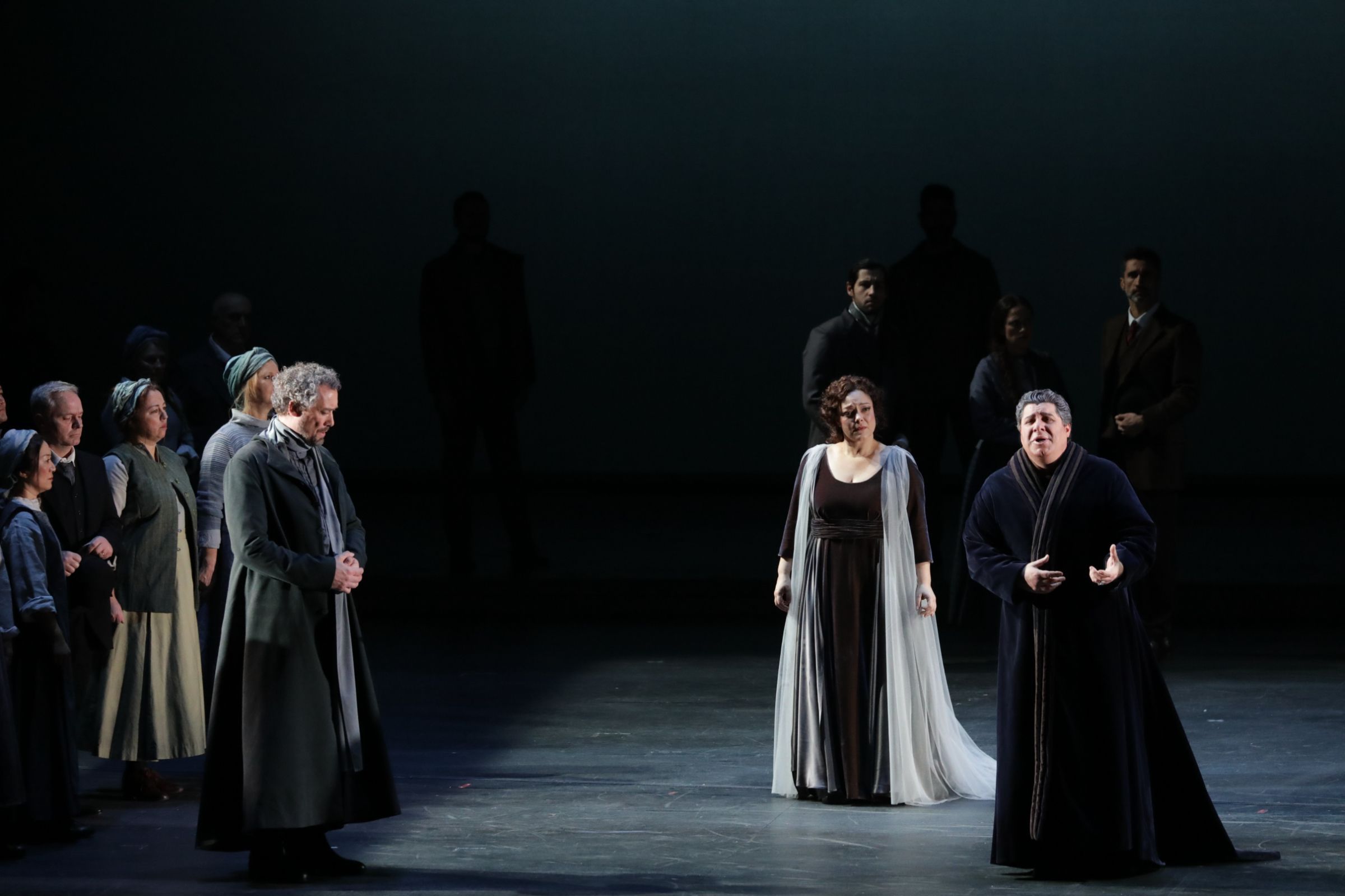 Ain Anger (Fiesco), Eleanore Buratto (Amelia) and Luca Salsi (Boccanegra) &copy; Teatro alla Scala | Brescia e Amisano