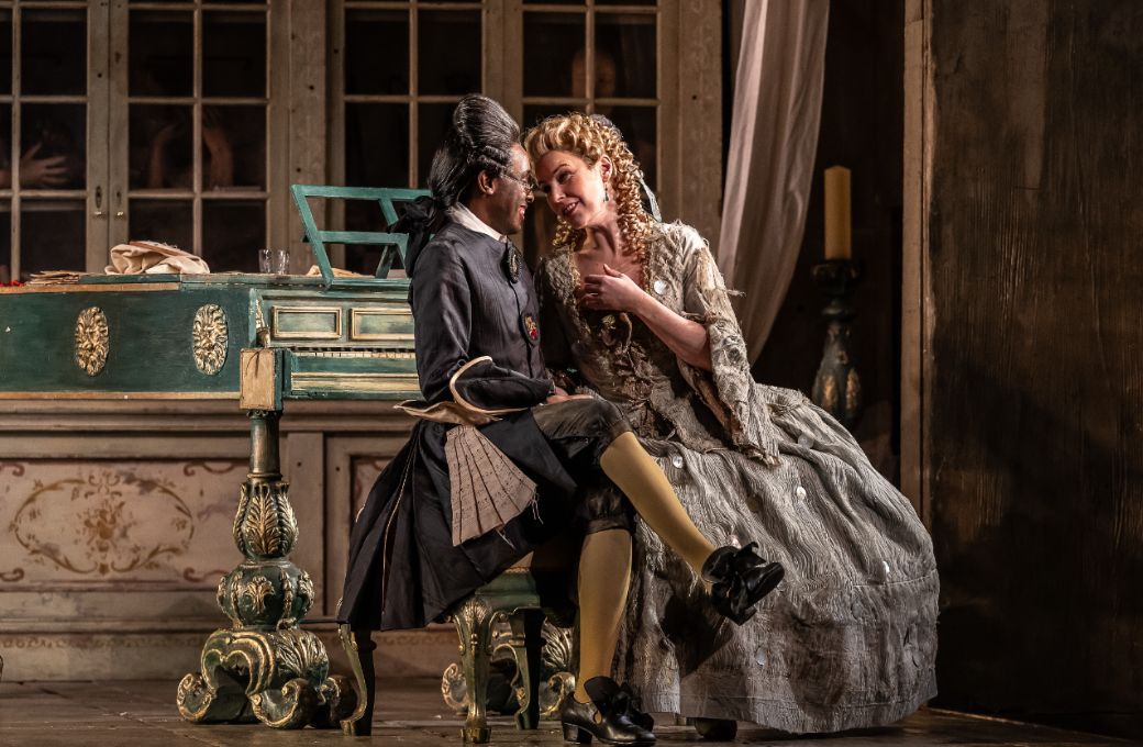 Innocent Masuku (Almaviva) and Anna Devin (Rosina) &copy; Clive Barda