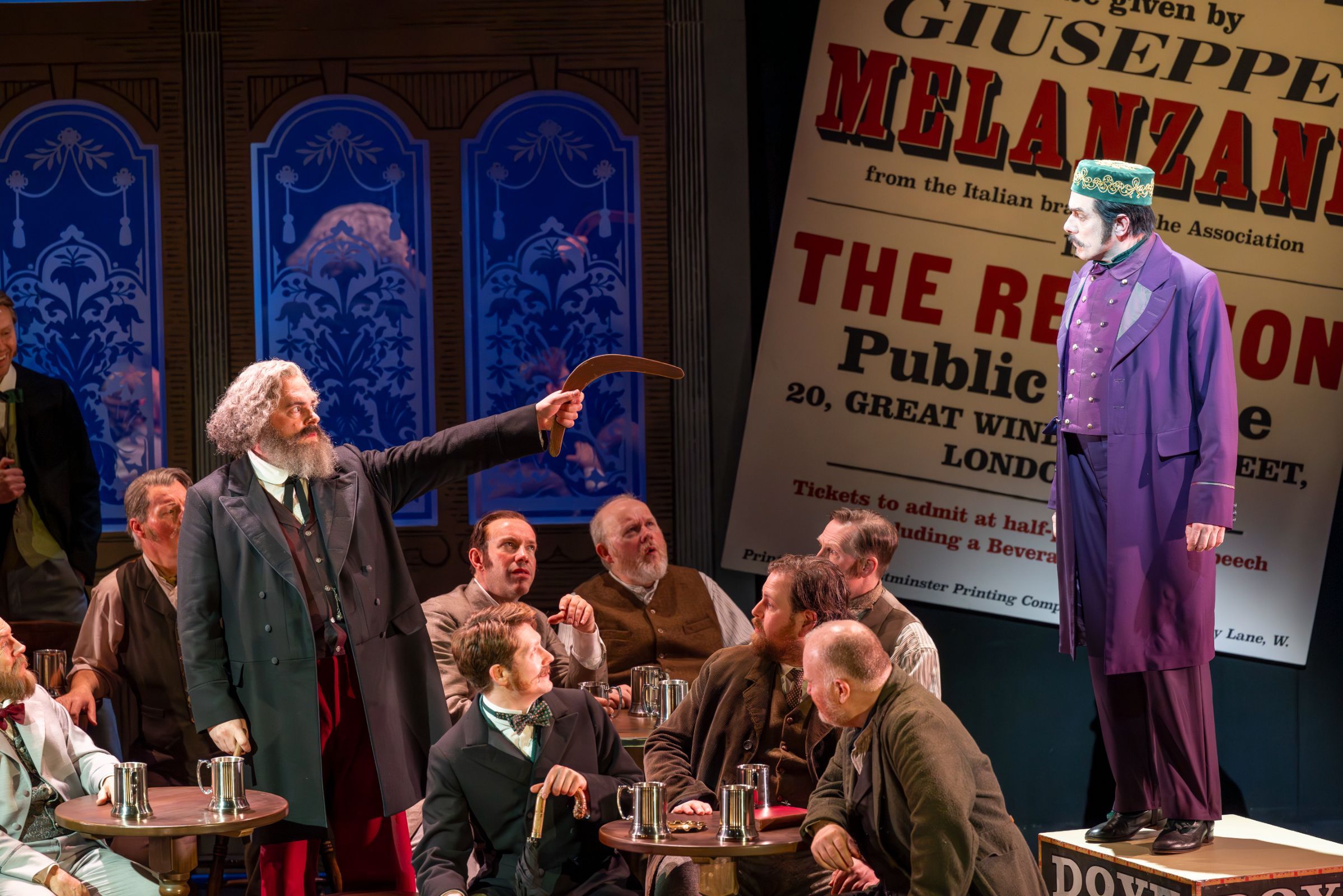 Roland Wood (Karl Marx), Paul Hopwood (Melanzane) and chorus &copy; James Glossop