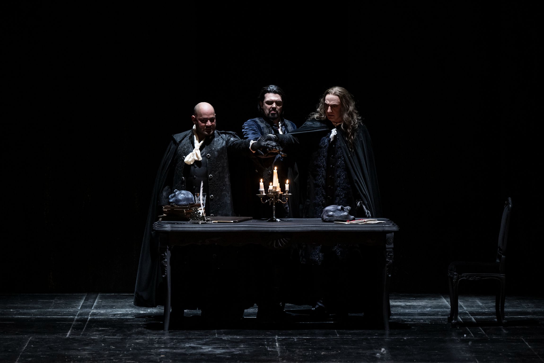 Daniel Giulianini (Samuel), Luca Micheletti (Renato) and Luca Dall'Amico (Tom) &copy; Andrea Macchia | Teatro regio di Torino