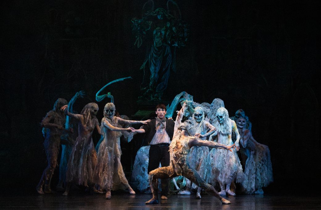 Simone Acri as Buttons with Artists of Houston Ballet in Stanton Welch's <i>Cinderella</i> &copy; Lawrence Elizabeth Knox (2024). Courtesy of Houston Ballet.