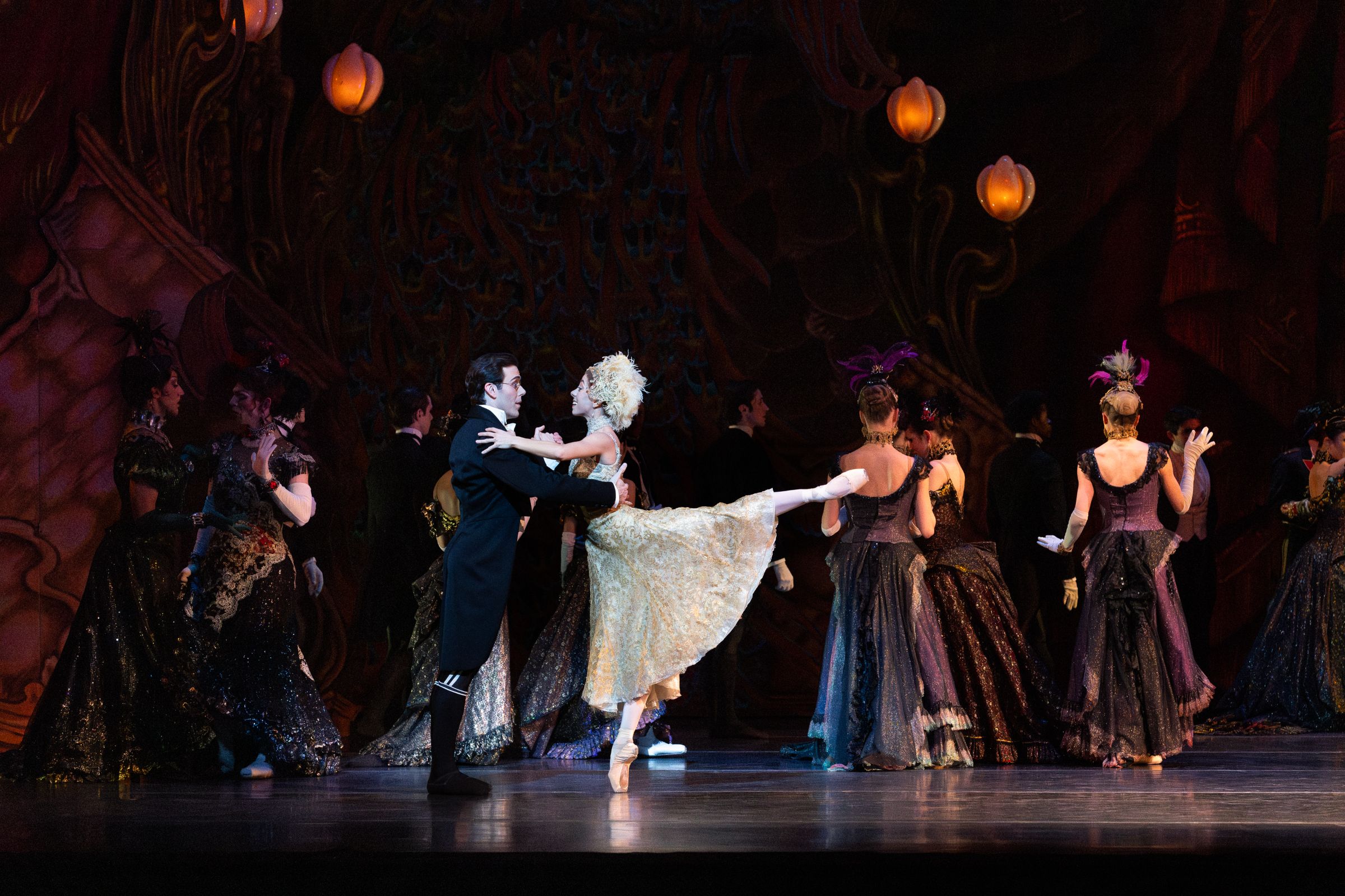 Mónica Gómez as Cinderella, Connor Walsh as Dandini with Houston Ballet in <i>Cinderella</i> &copy; Lawrence Elizabeth Knox (2024). Courtesy of Houston Ballet.