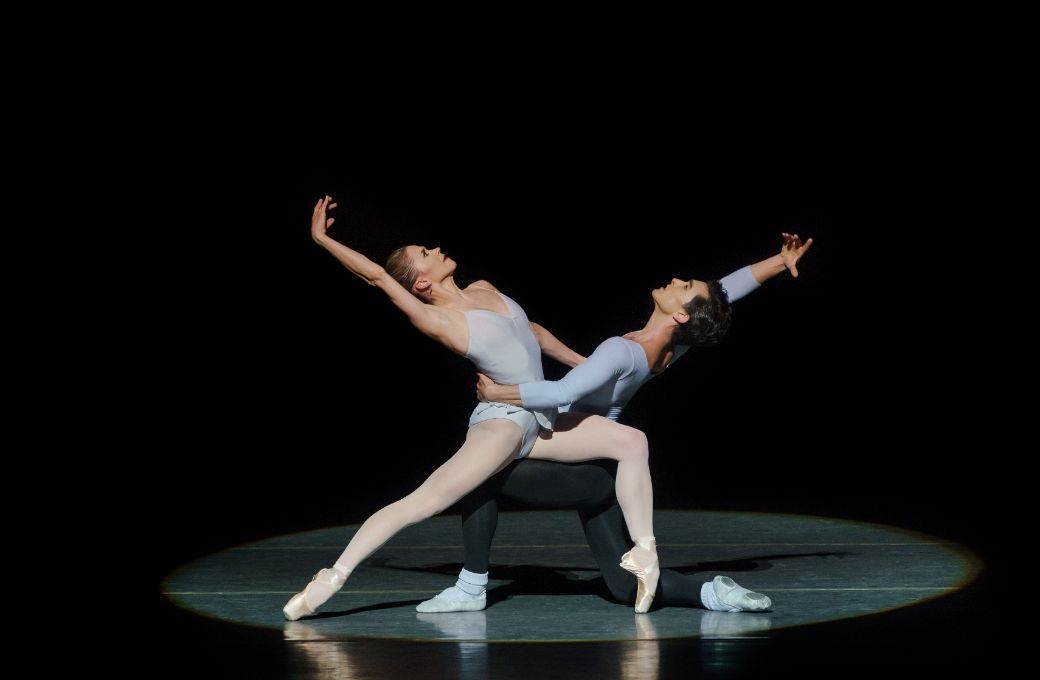 Megan Fairchild and Anthony Huxley in George Balanchine's <i>Duo Concertant</i> &copy; Paul Kolnick