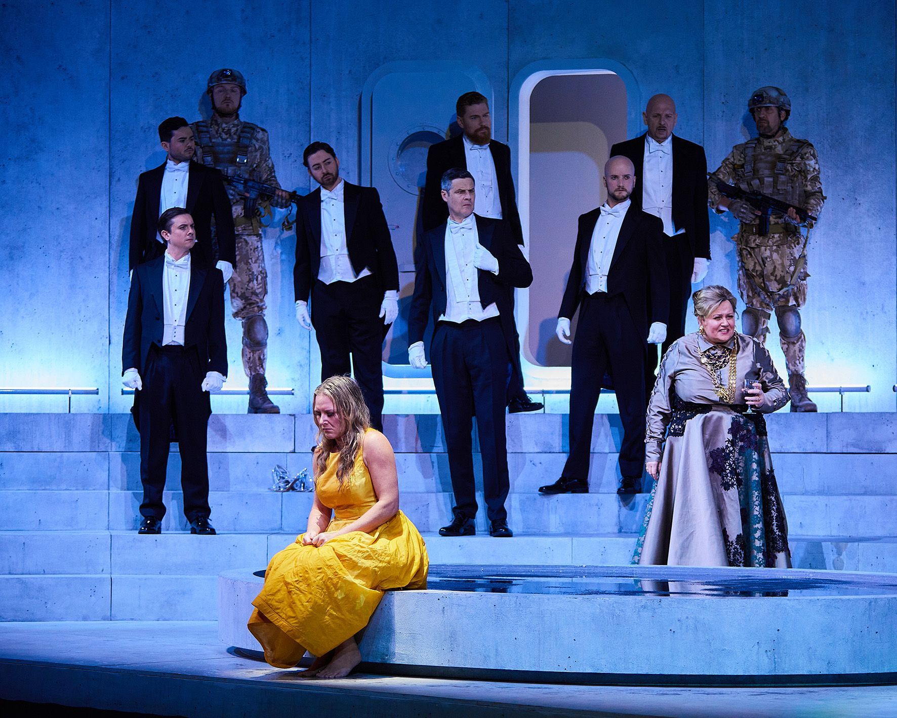 Sinéad Campbell-Wallace (Salome), Imelda Drumm (Herodias) and ensemble &copy; Patricio Cassinoni