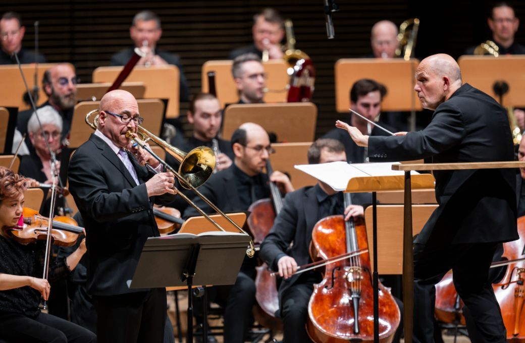 Joseph Alessi, Jaap van Zweden and the New York Philharmonic &copy; Chris Lee