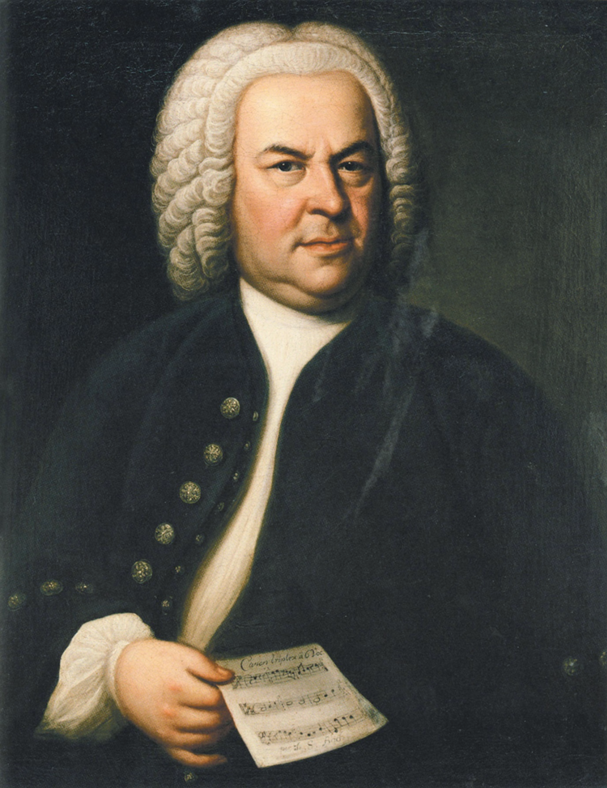 Johann Sebastian Bach, portrait by Elias Gottlob Haussmann (1746) &copy; Public domain