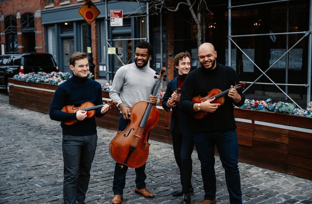 The Isidore String Quartet: Adrian Steele, Joshua McClendon, Phoenix Avalon, Devin Moore © Jiyang Chen