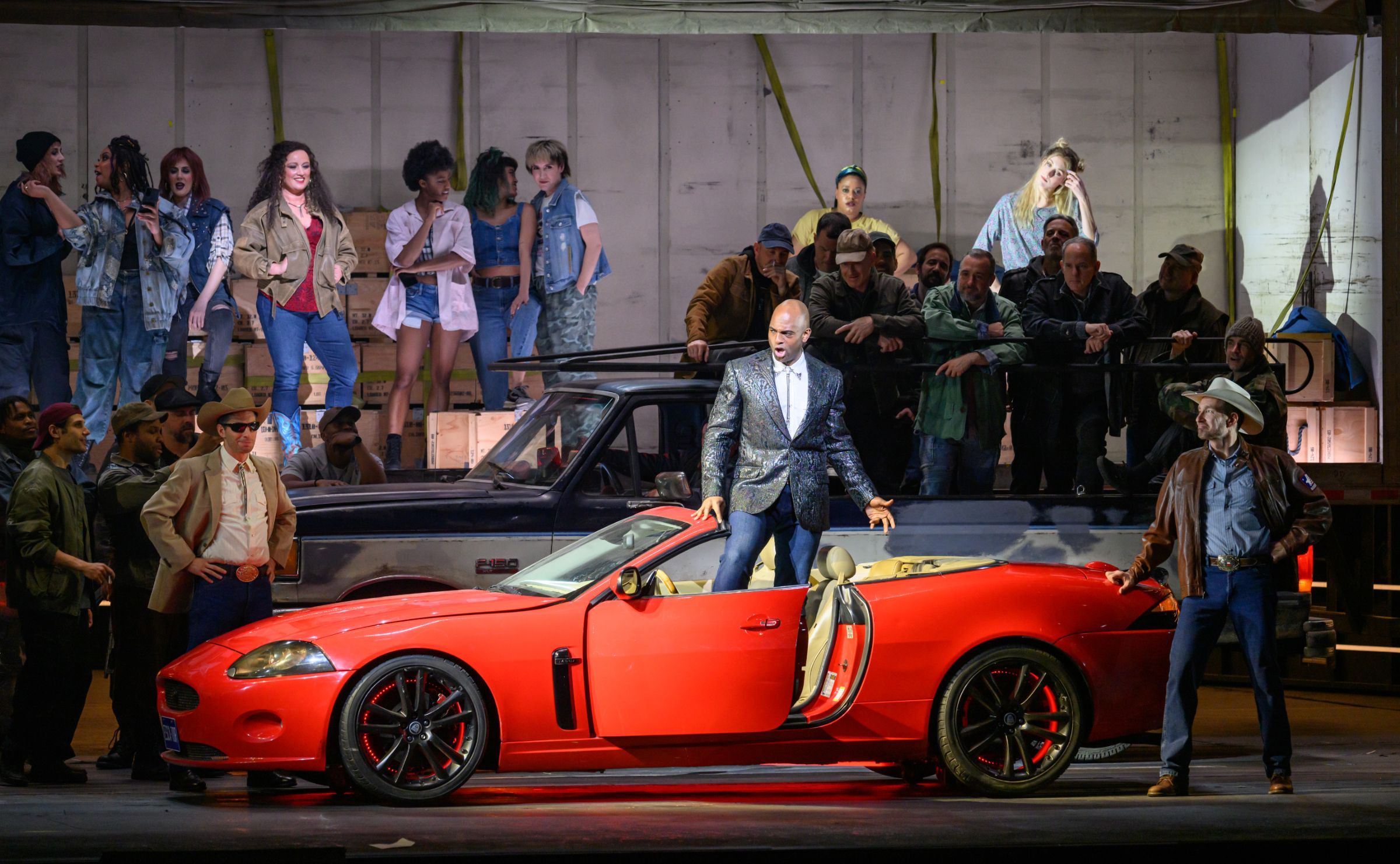 Clémentine Margaine (Carmen), Ryan Speedo Green (Escamillo) and ensemble &copy; Nina Wurtzel | Met Opera