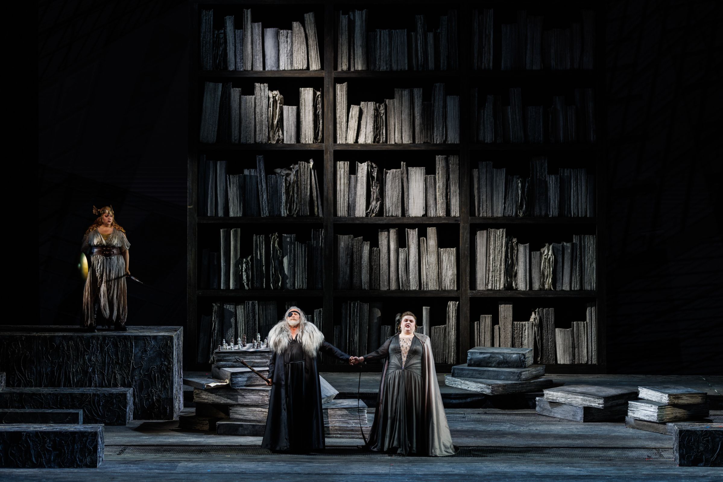 Christine Goerke (Brünnhilde), Greer Grimsley (Wotan) and Gretchen Krupp (Fricka) &copy; Raftermen Photography